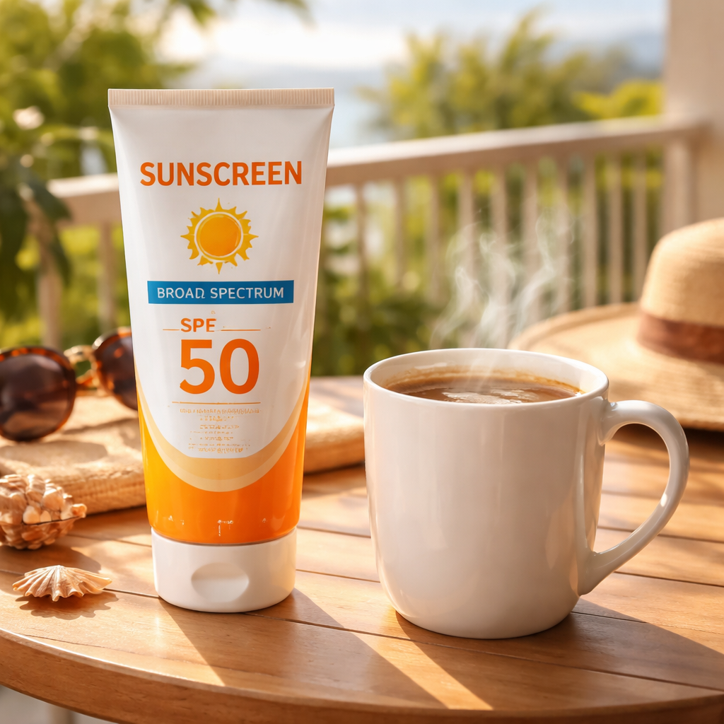 broad‑spectrum sunscreen and coffee safety.