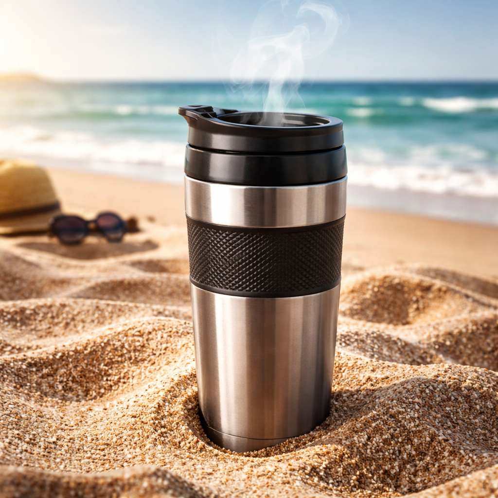 best travel coffee mug for beach heat retention and sand protection