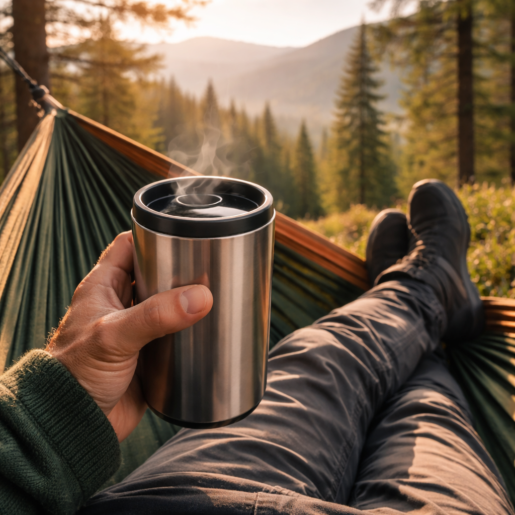 coffee mug for hammock camping, lightweight durable stainless steel